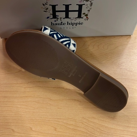 haute hippie Blue Aztec Embro Slide Sandals - Picture 7 of 10